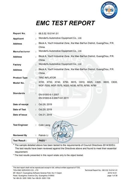 Cina Guangzhou Wonderfu Automotive Equipment Co., Ltd Sertifikasi